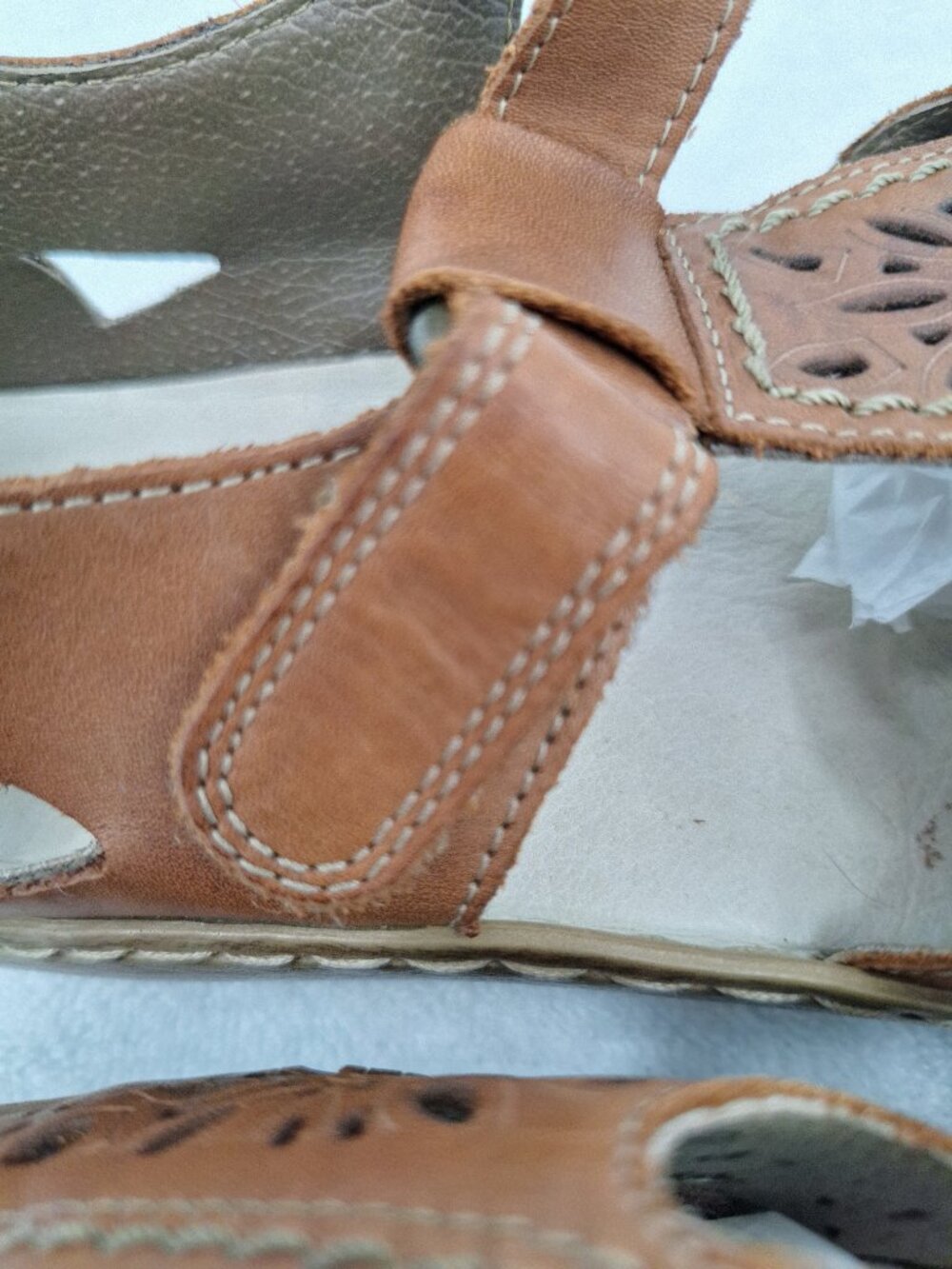 Rieker Shoes Womens 41 Anti-Stress Floral Cut Mary Jane T-Strap Brown Leather - Picture 9 of 16